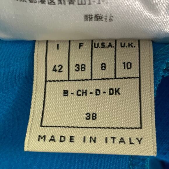 EMILIO PUCCI Size 8 Blue Crepe V-Neck Cocktail Dress - Picture 6 of 6